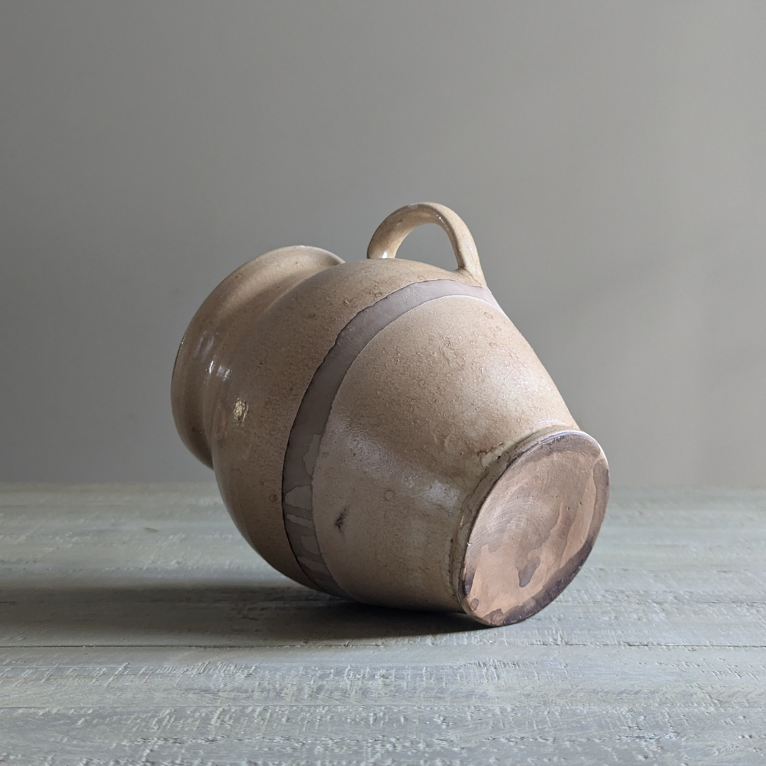 Beige Glazed Handled Pot