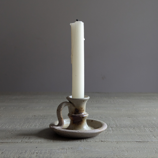 Vintage Speckled Stoneware Candle Holder