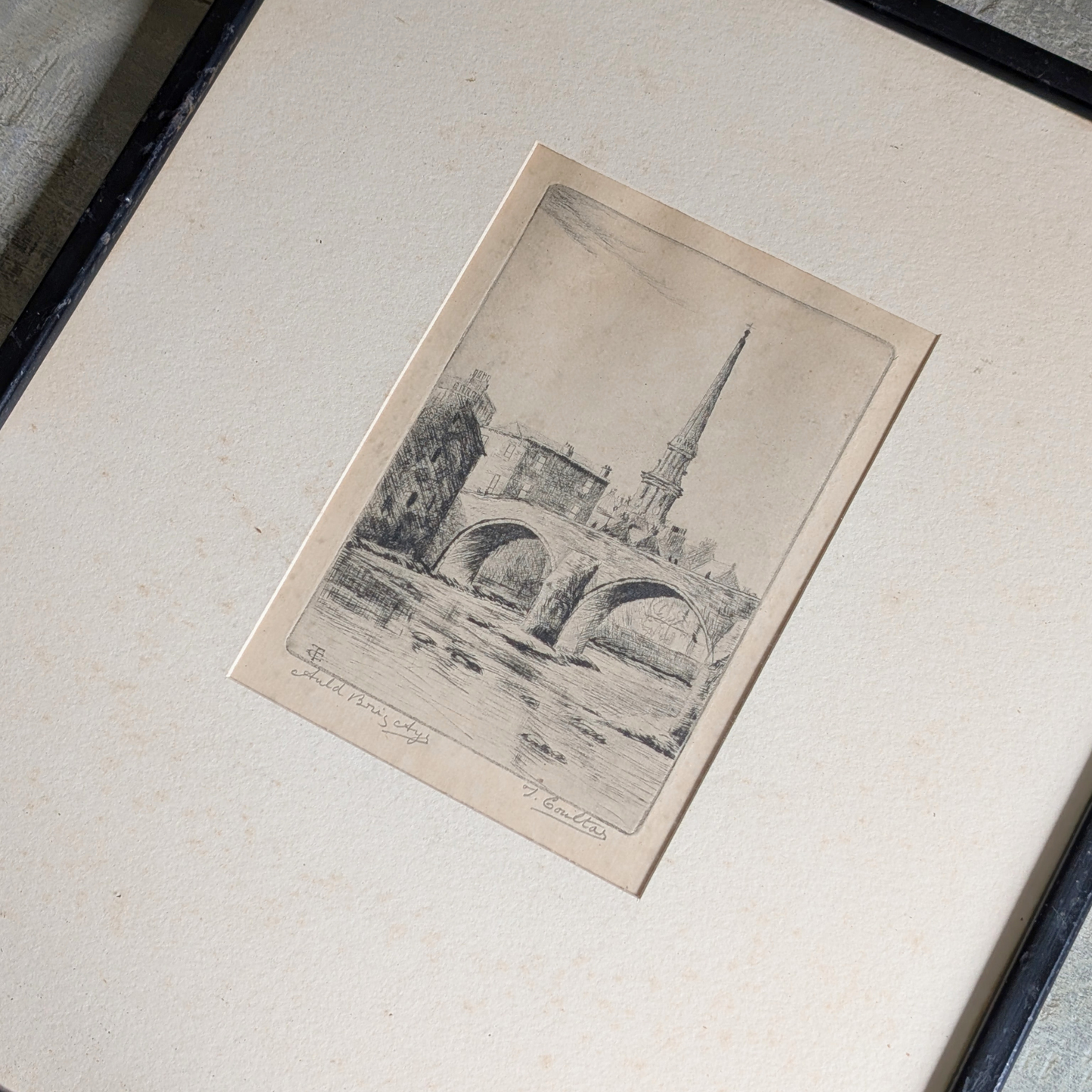 Auld Brig of Ayr Etching Artwork