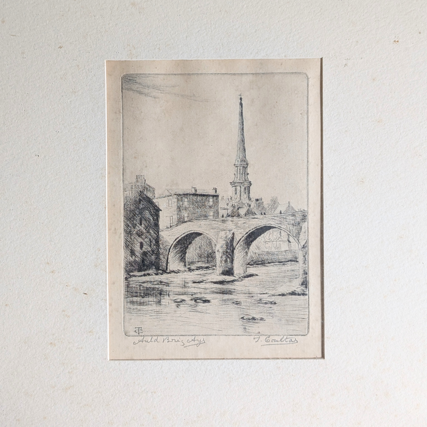 Auld Brig of Ayr Etching Artwork