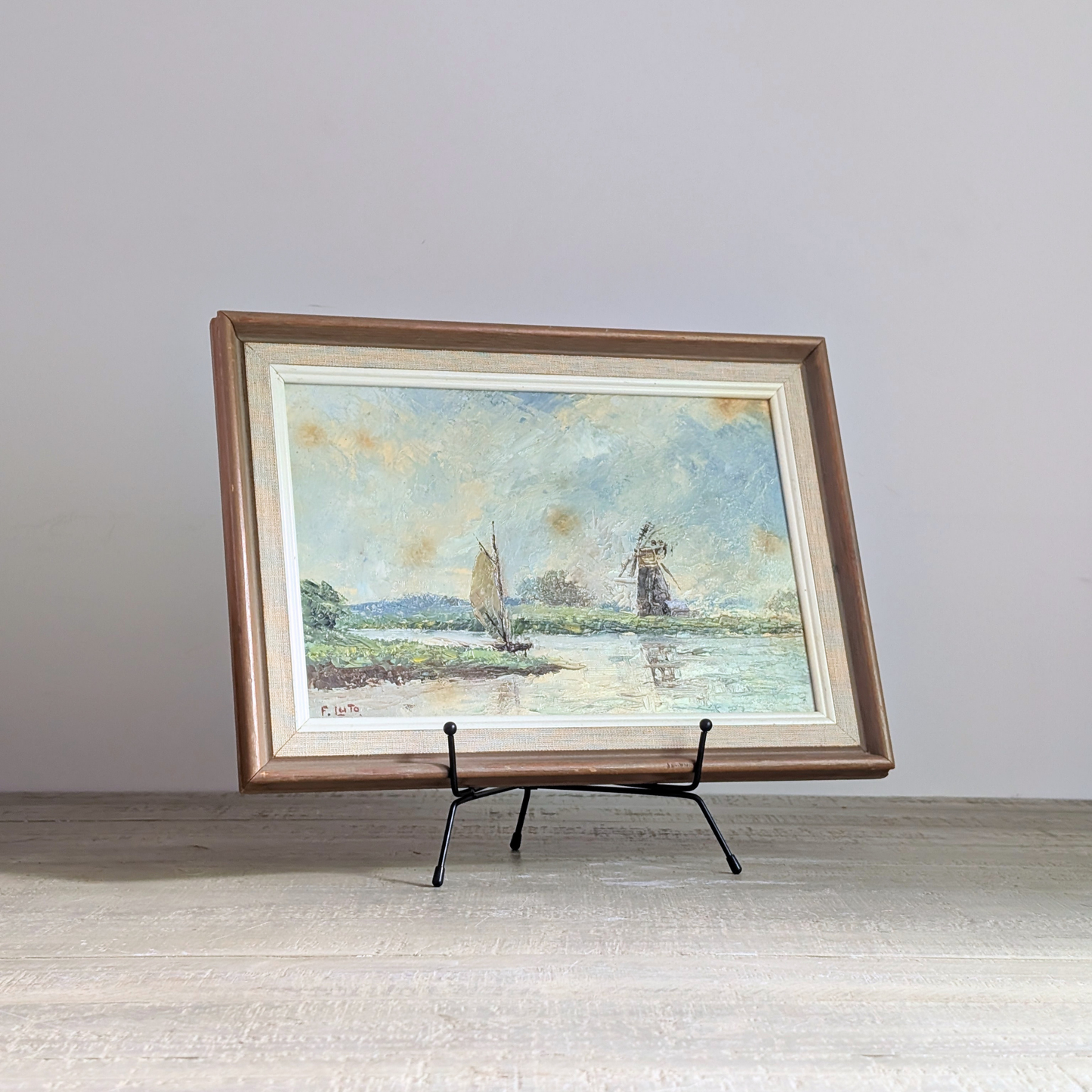 Windmill on River Oil Artwork