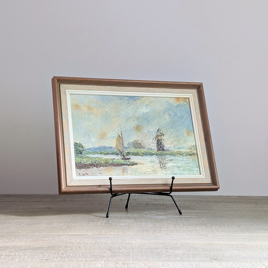 Windmill on River Oil Artwork