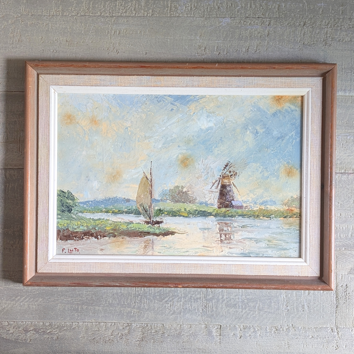 Windmill on River Oil Artwork