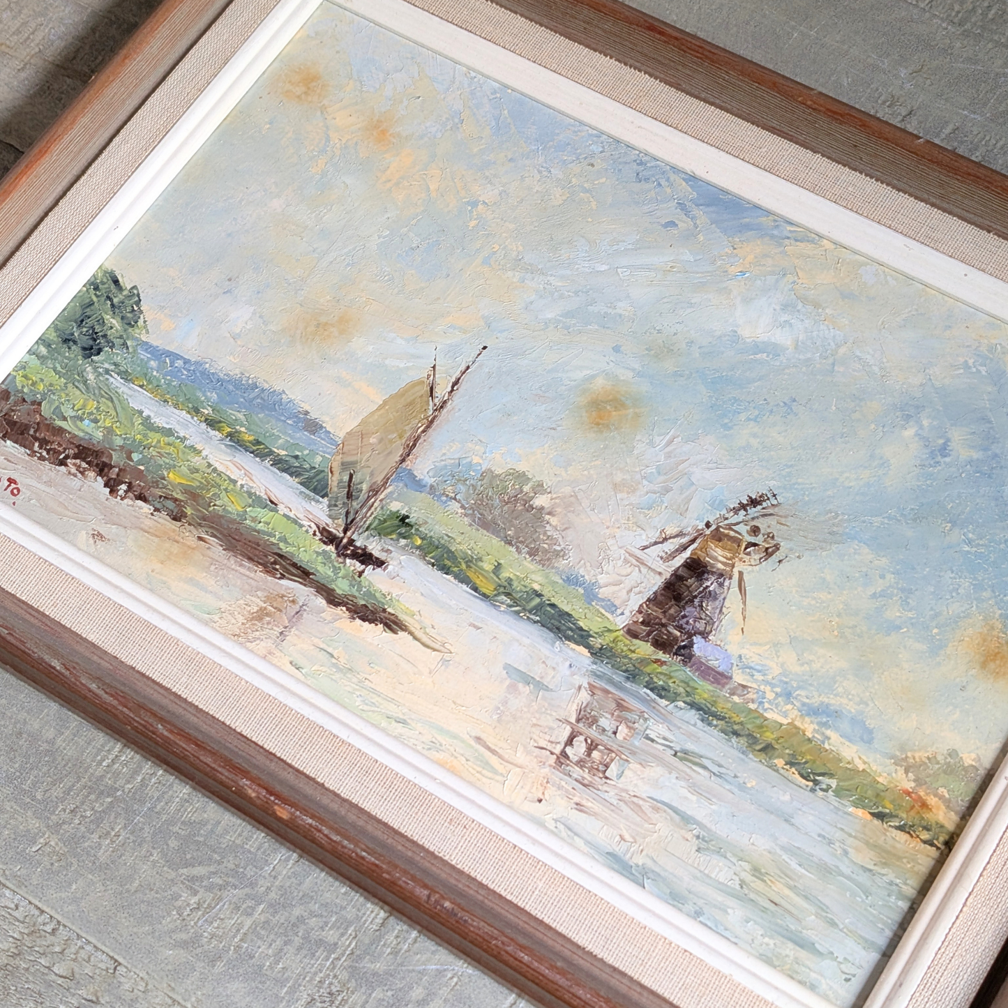 Windmill on River Oil Artwork