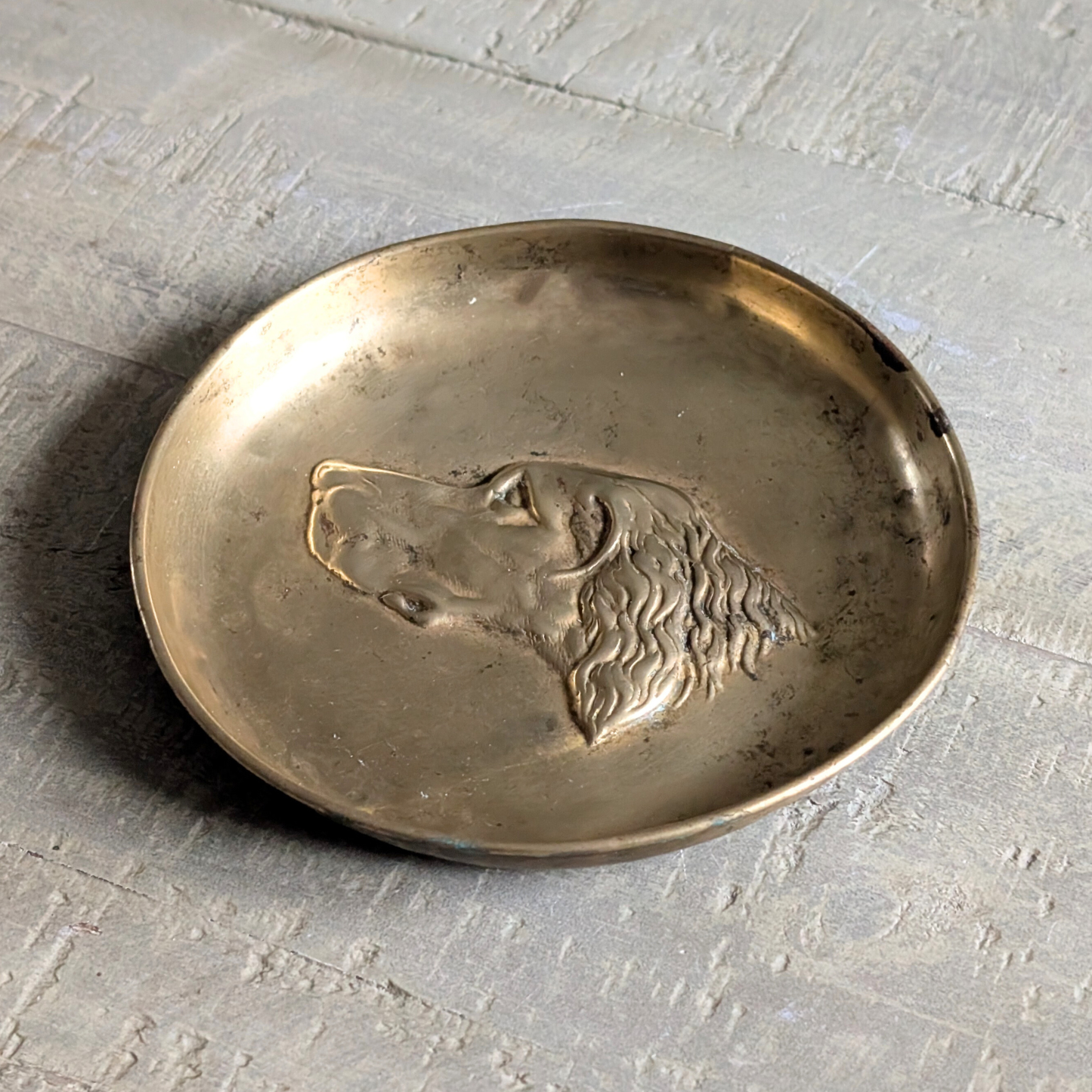 Brass Hunting Dog Trinket Dish