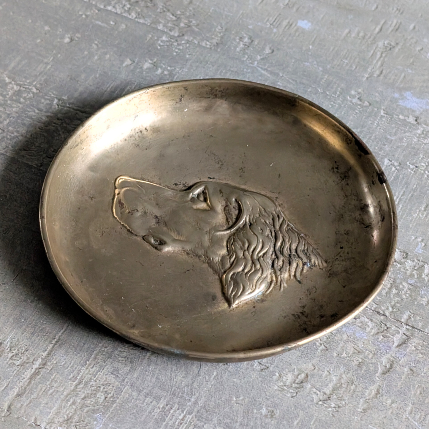 Brass Hunting Dog Trinket Dish