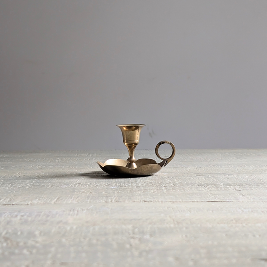 Scalloped Brass Candle Holder