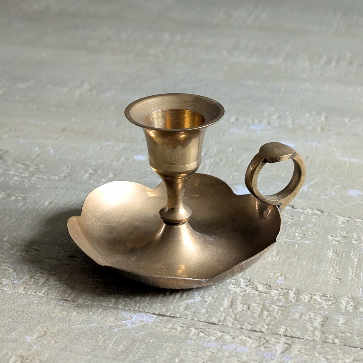 Scalloped Brass Candle Holder