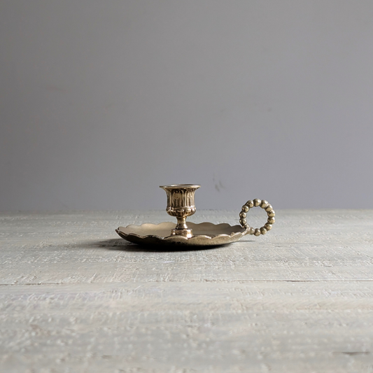 Large Scalloped Brass Candle Holder