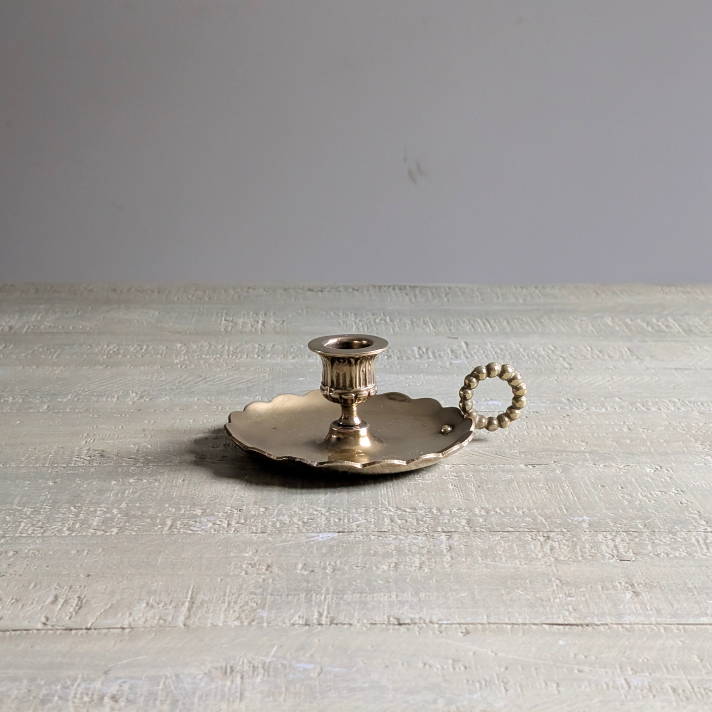 Large Scalloped Brass Candle Holder