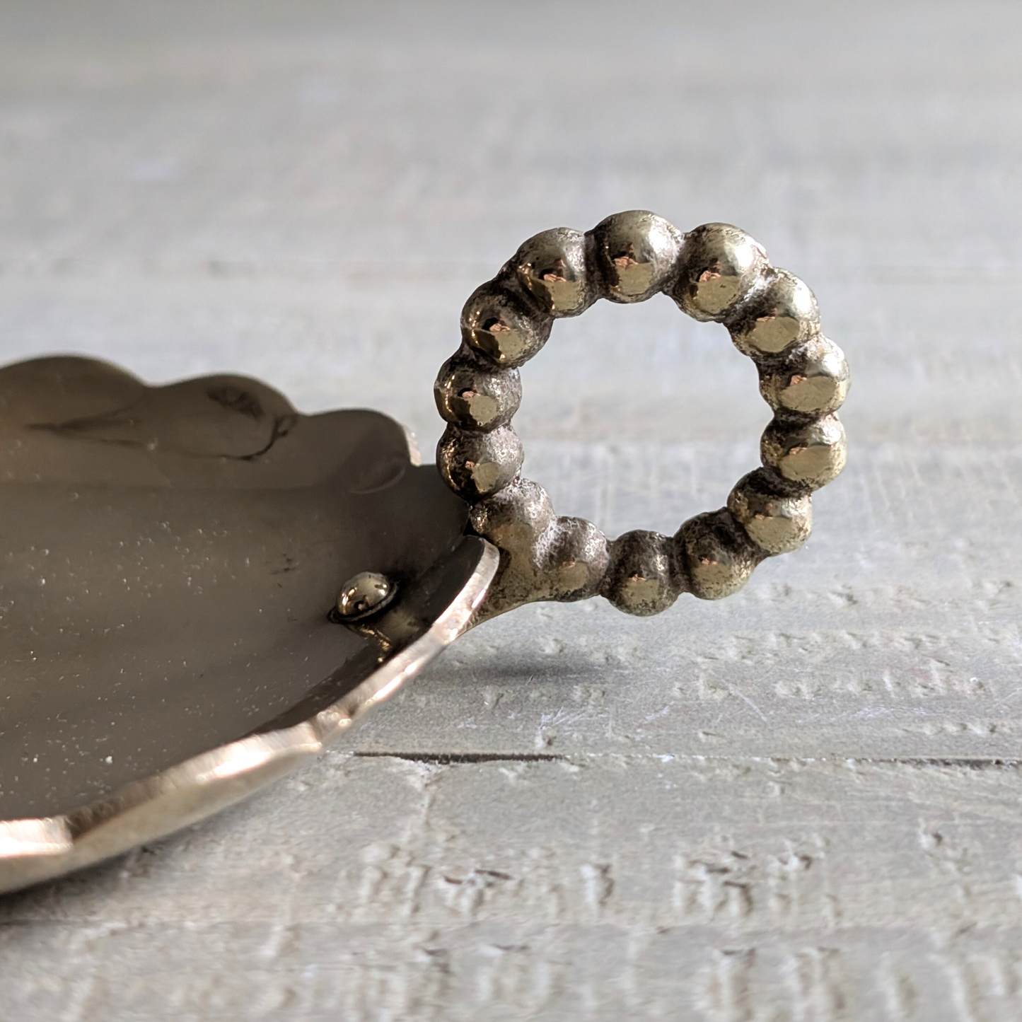 Large Scalloped Brass Candle Holder