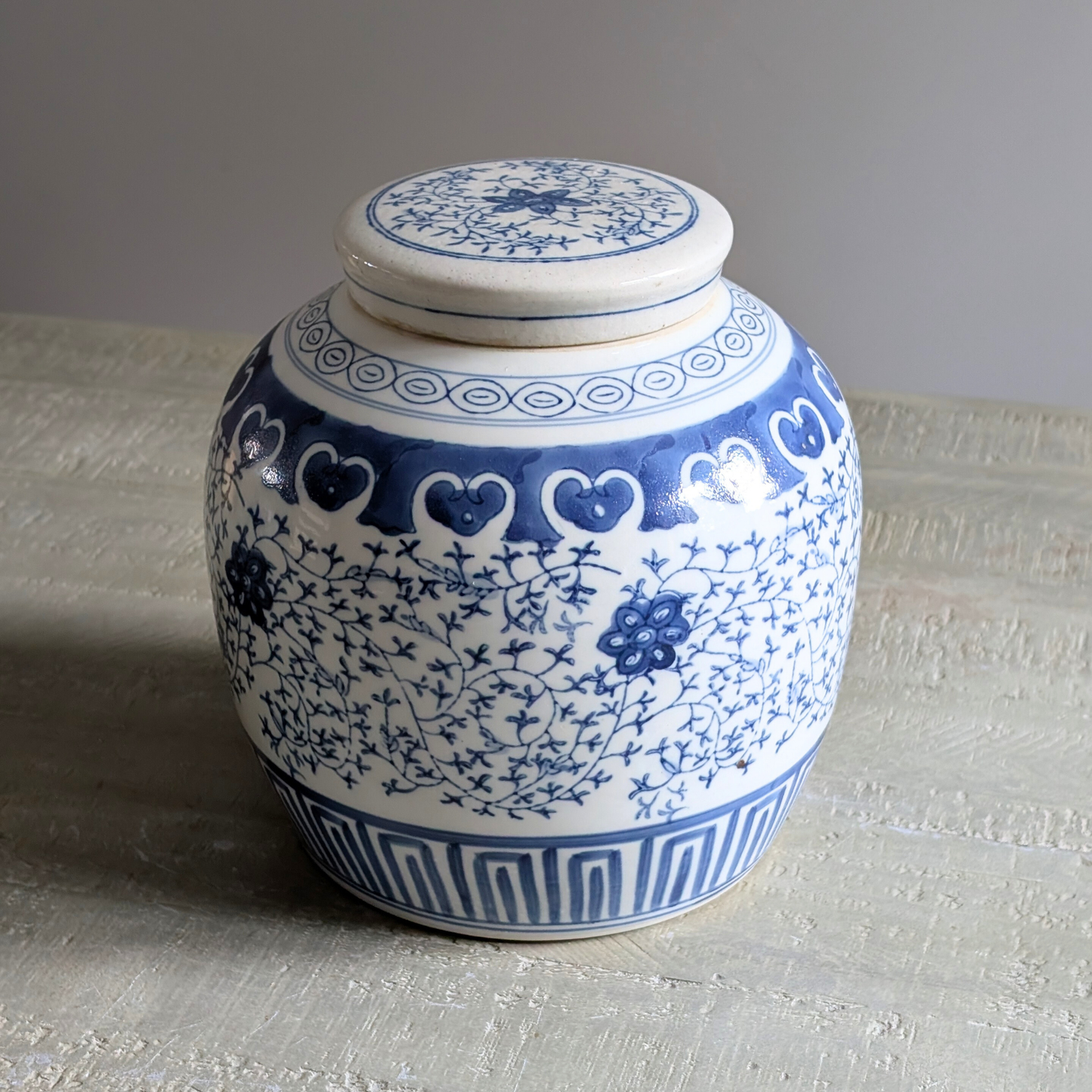 Blue Lidded Ginger Jar