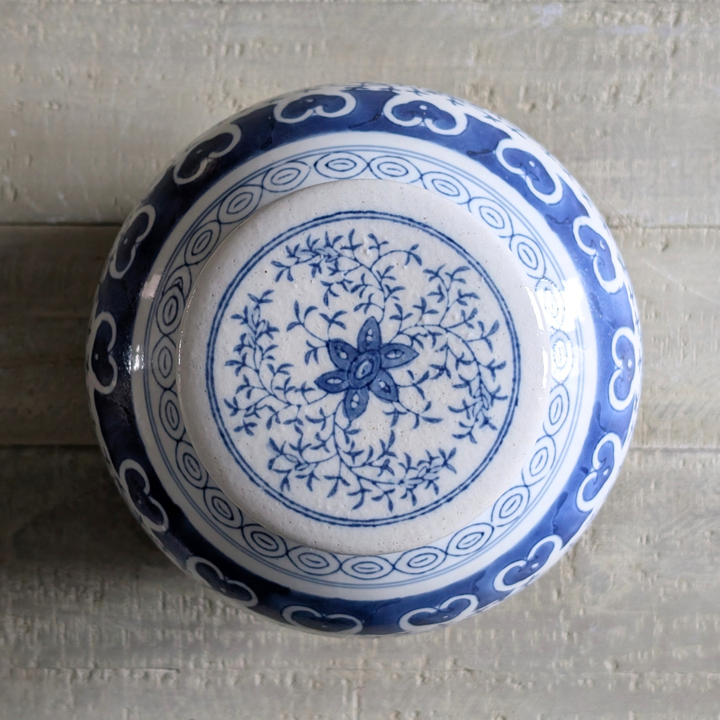 Blue Lidded Ginger Jar