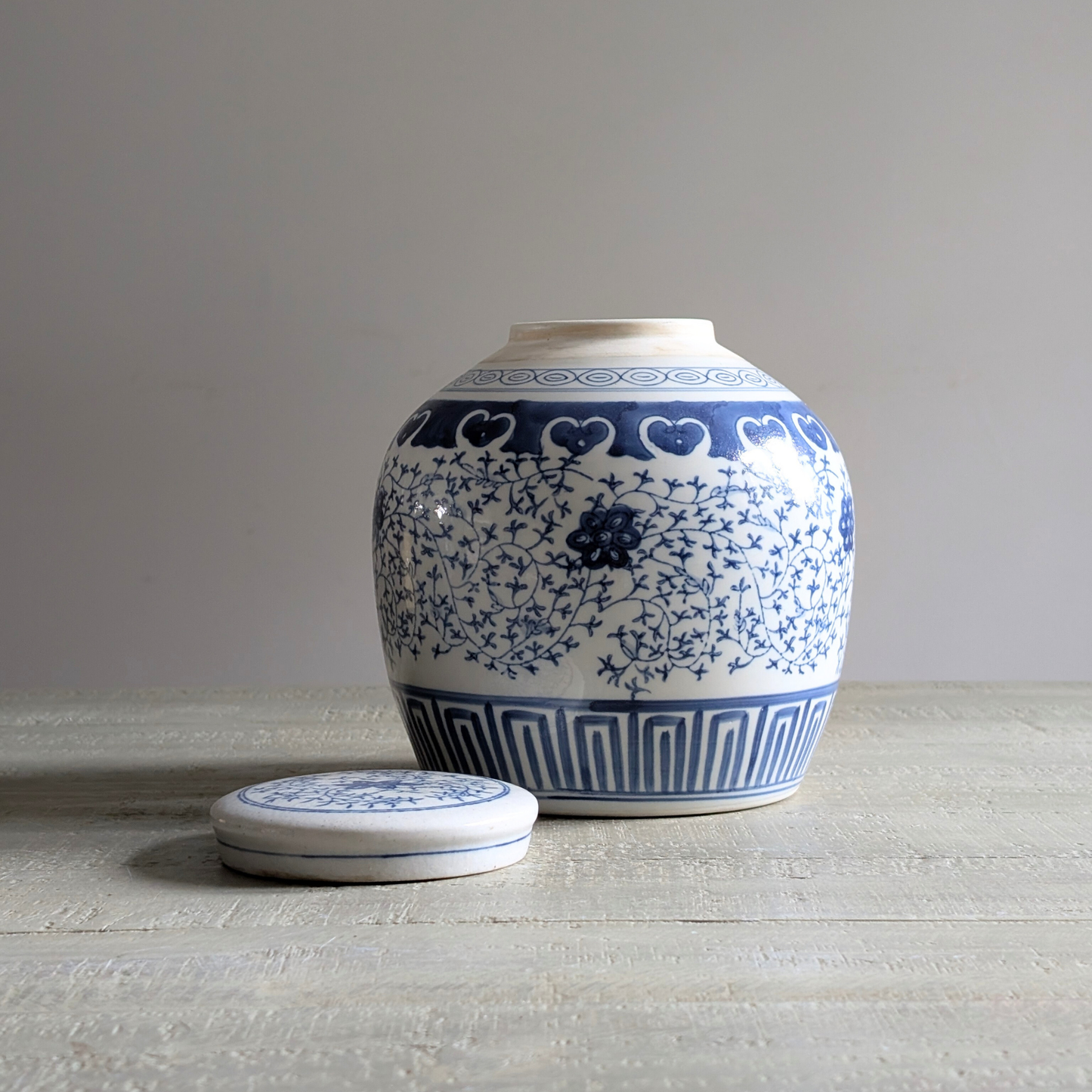 Blue Lidded Ginger Jar
