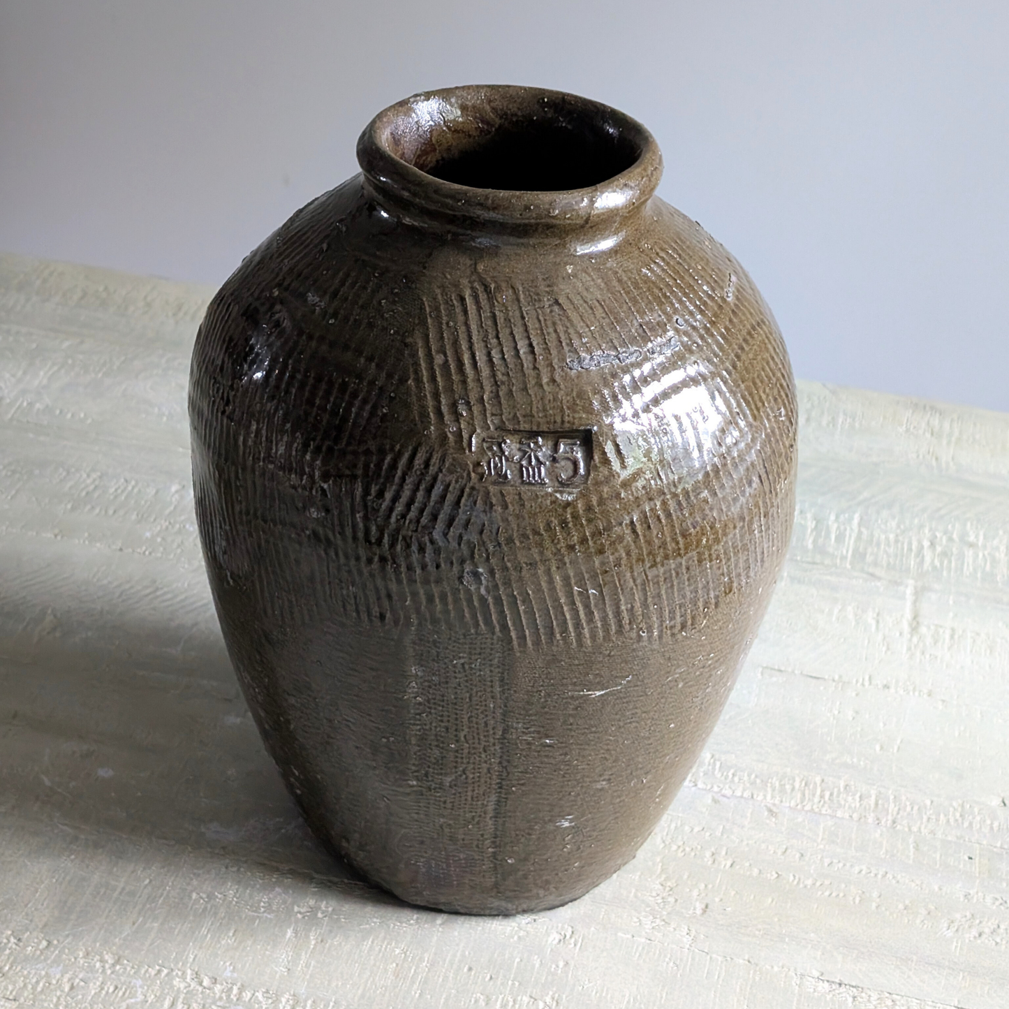 Tall Moss Rice Wine Jar