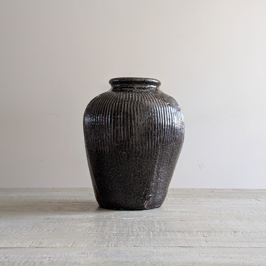 Tall Brown Rice Wine Jar 1