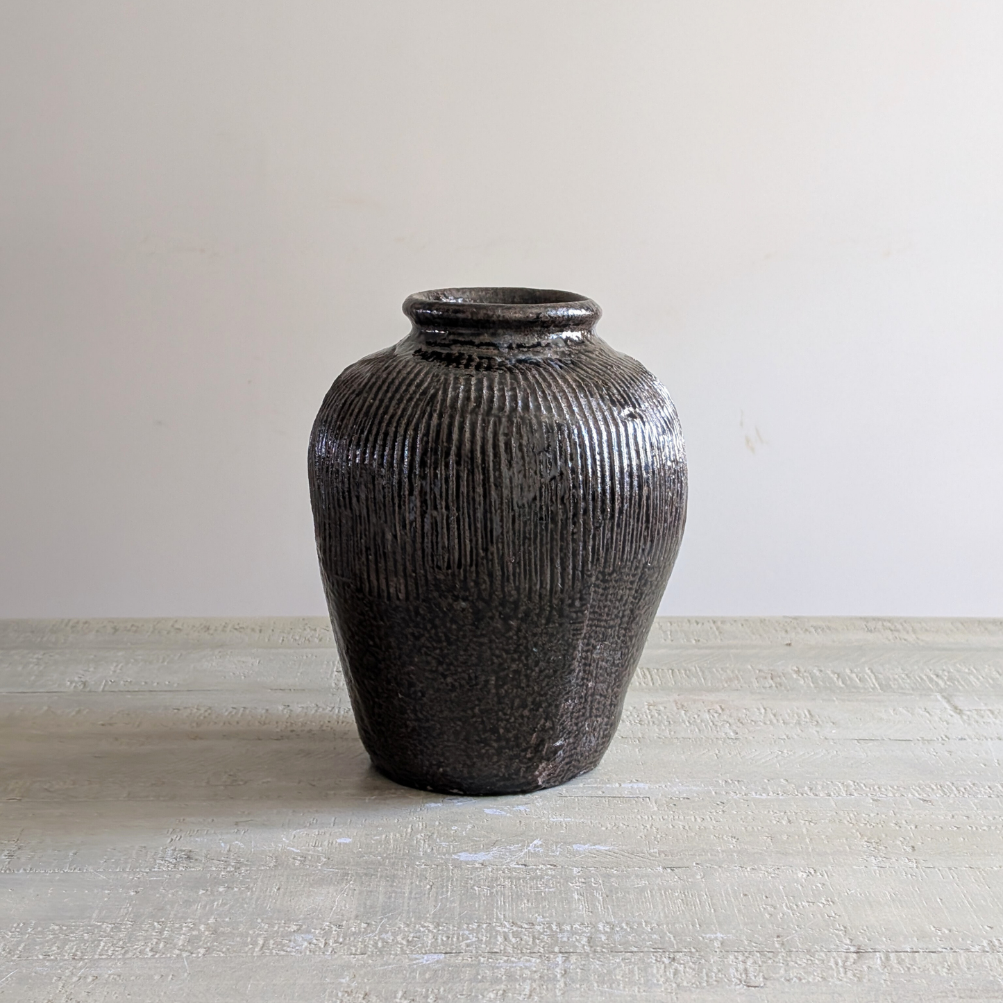 Tall Brown Rice Wine Jar 1