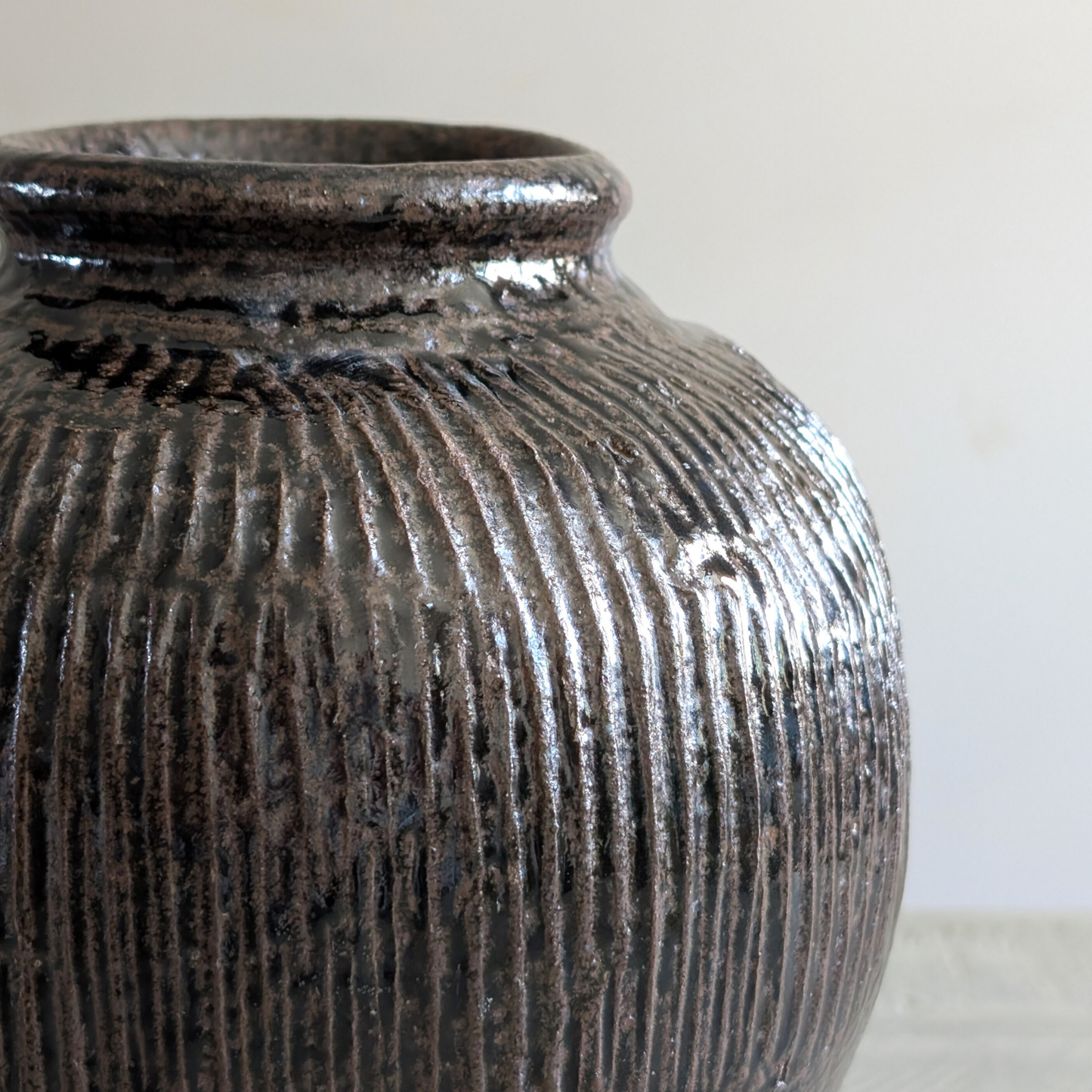 Tall Brown Rice Wine Jar 1