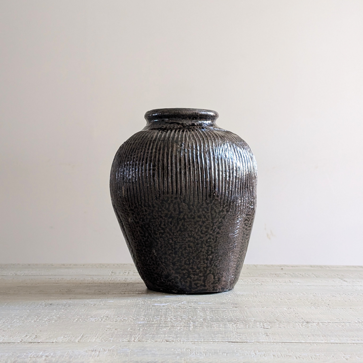 Tall Brown Rice Wine Jar 1