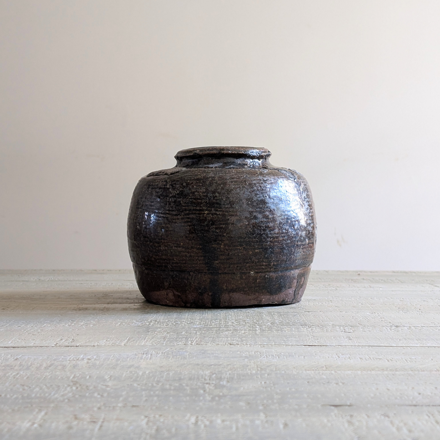 Short Brown Rice Wine Jar 1