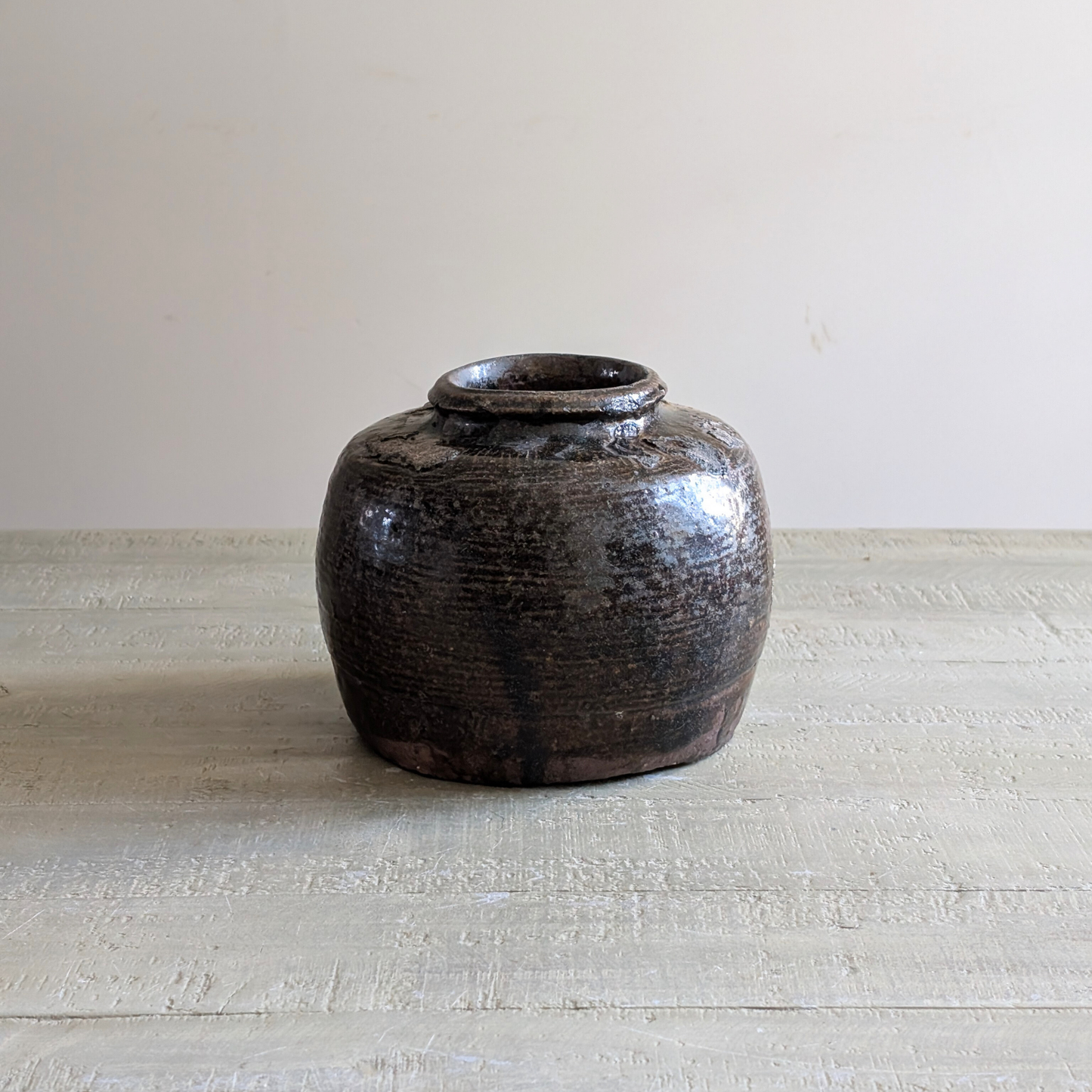 Short Brown Rice Wine Jar 1