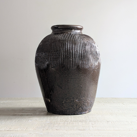 Tall Brown Rice Wine Jar 2