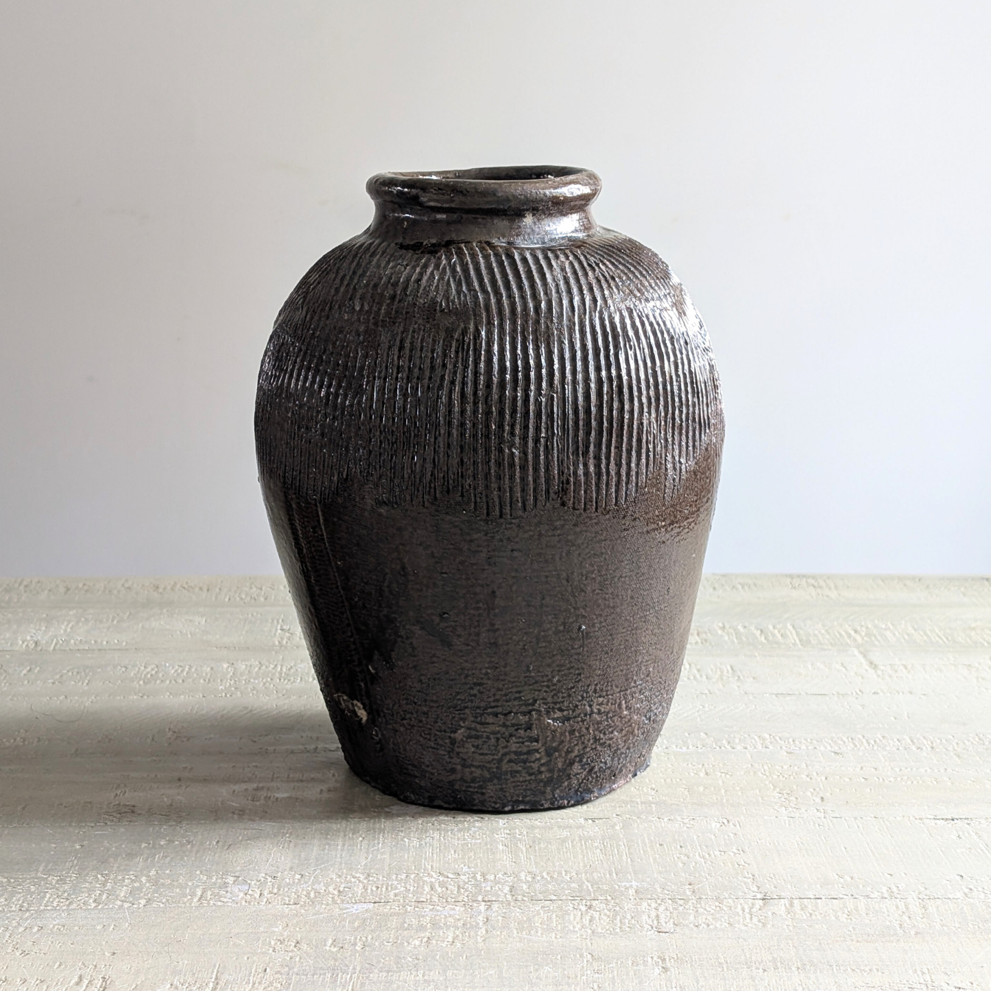 Tall Brown Rice Wine Jar 2