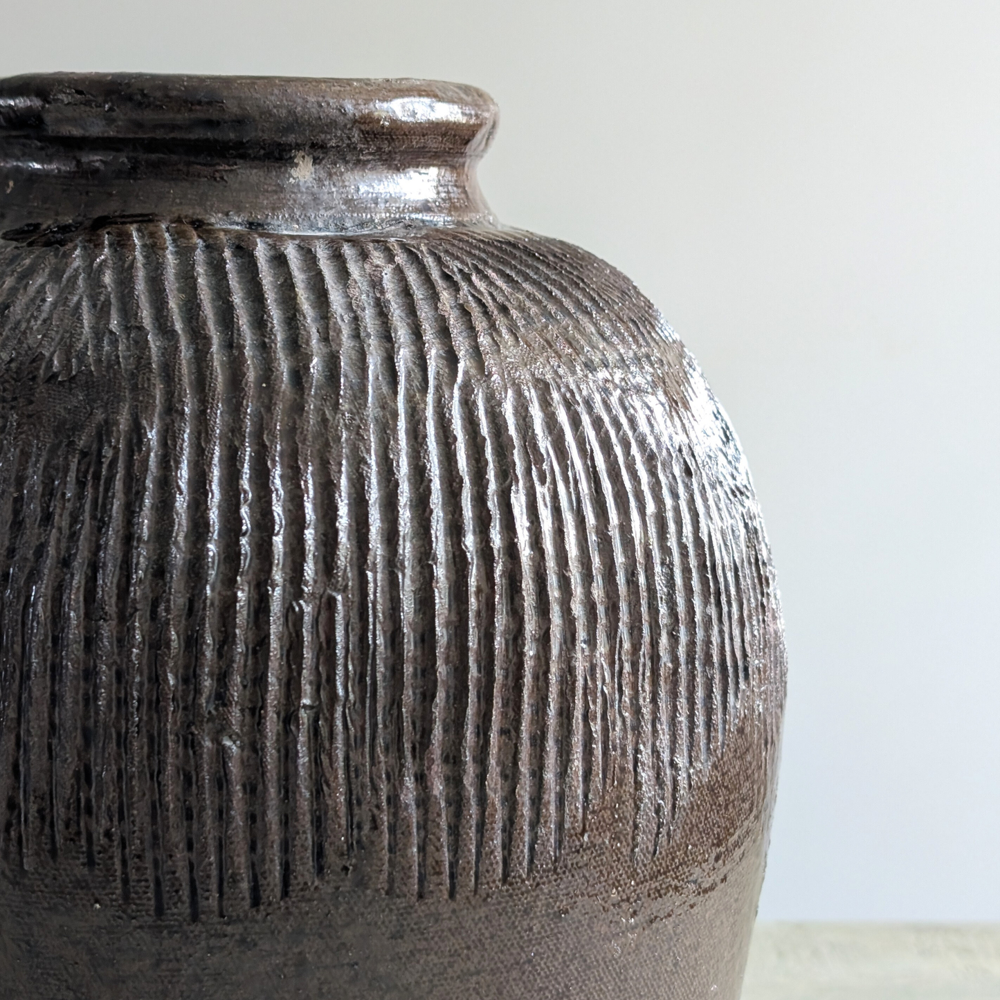 Tall Brown Rice Wine Jar 2