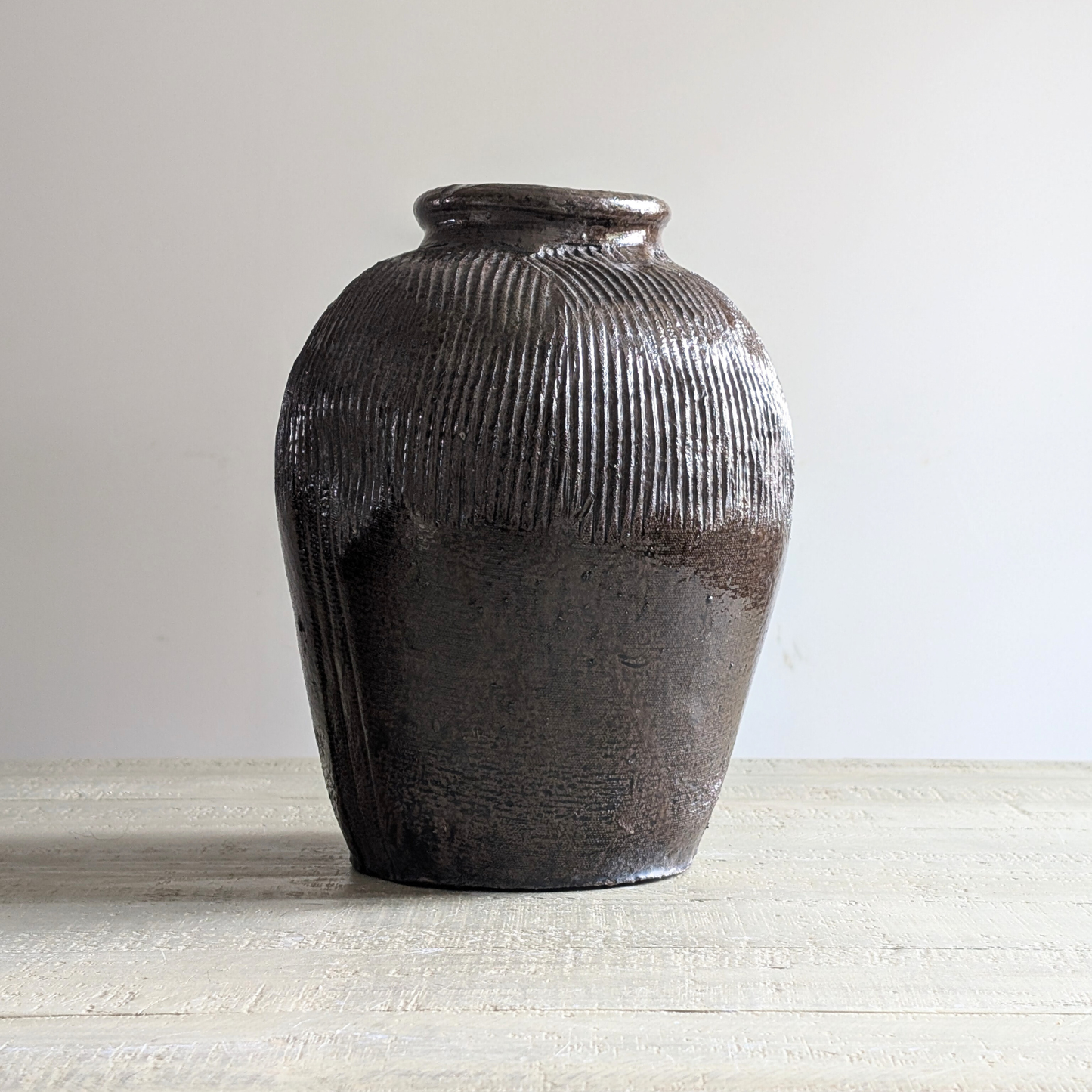 Tall Brown Rice Wine Jar 2