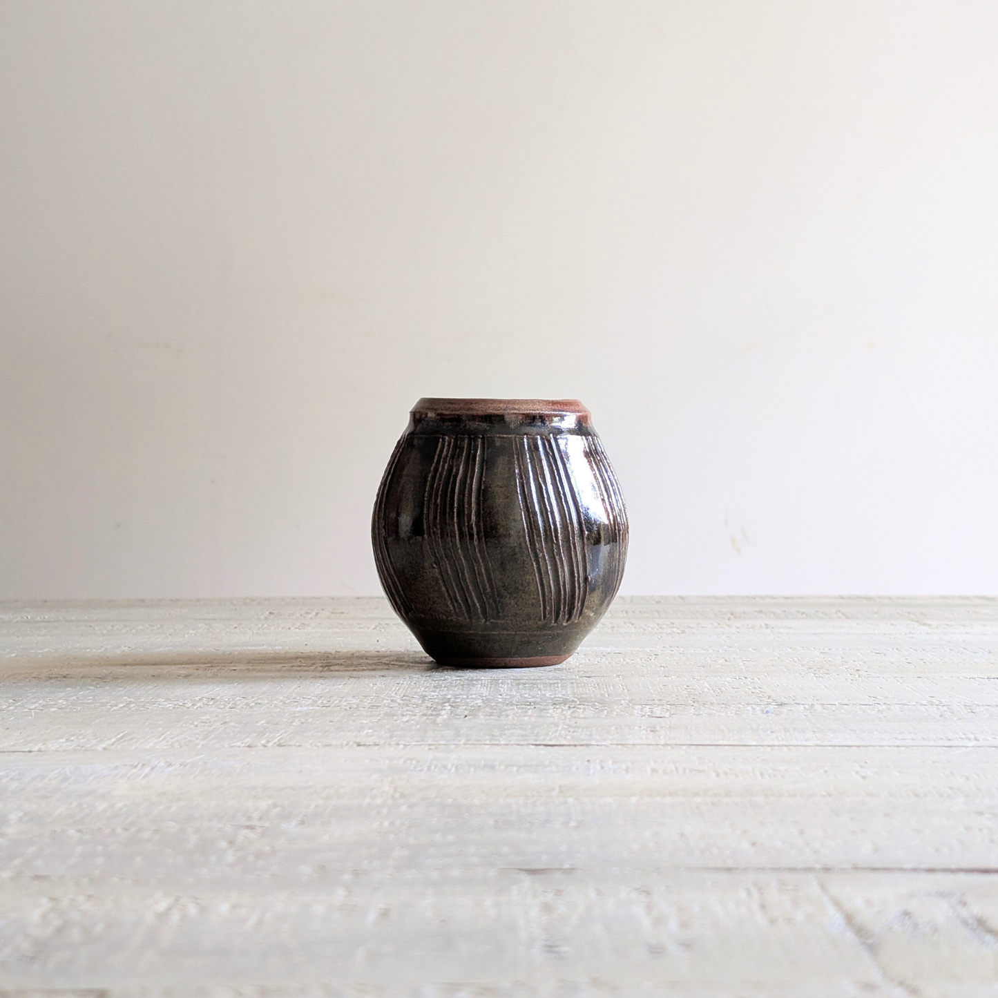 Small Brown Studio Pottery Vase