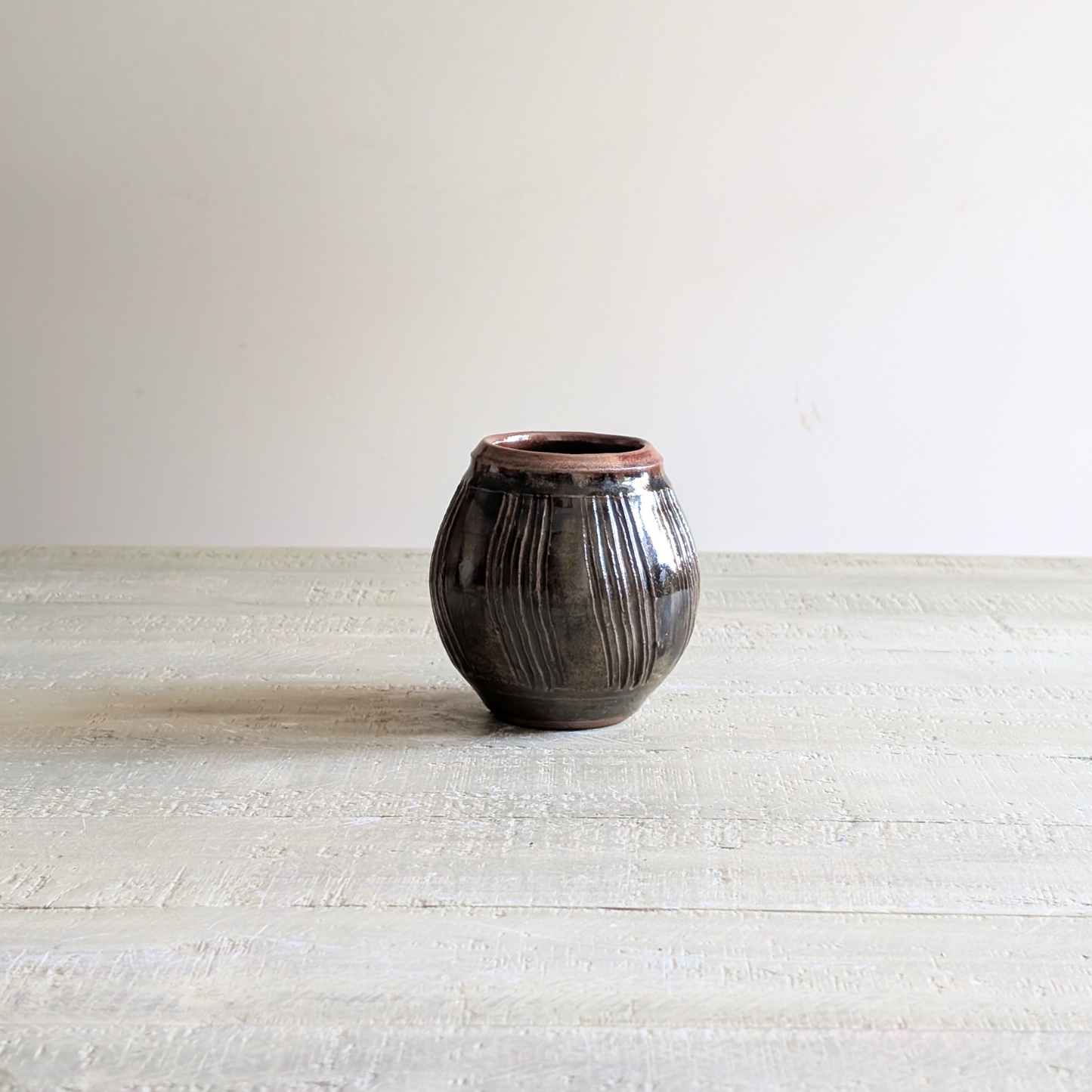 Small Brown Studio Pottery Vase