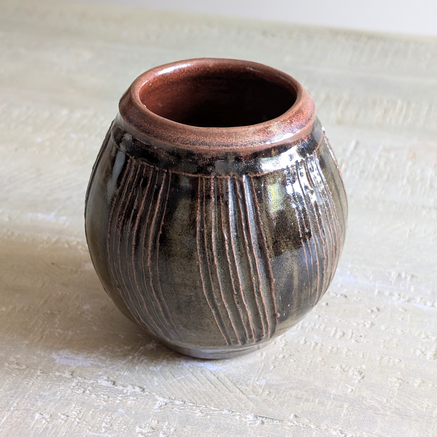 Small Brown Studio Pottery Vase