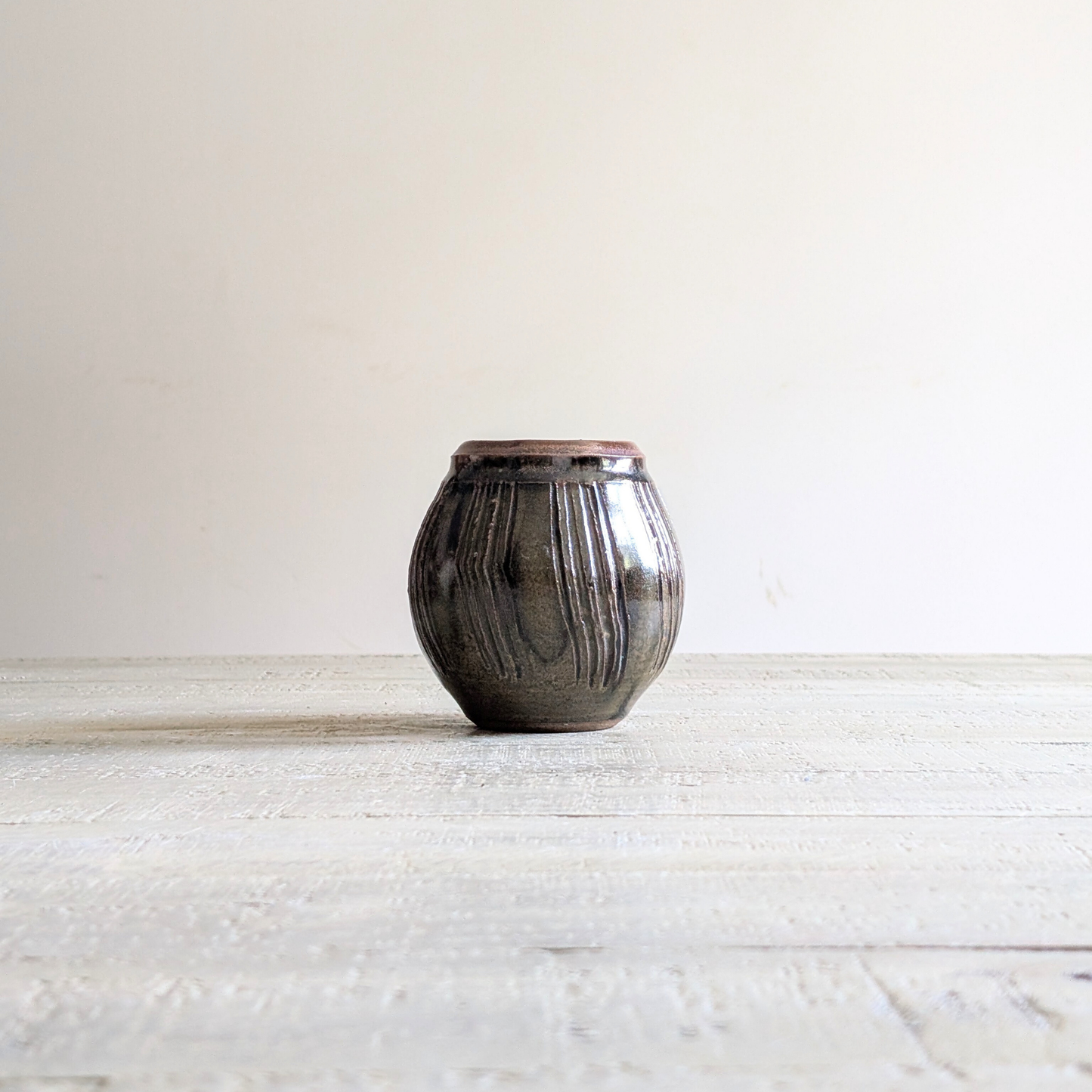 Small Brown Studio Pottery Vase