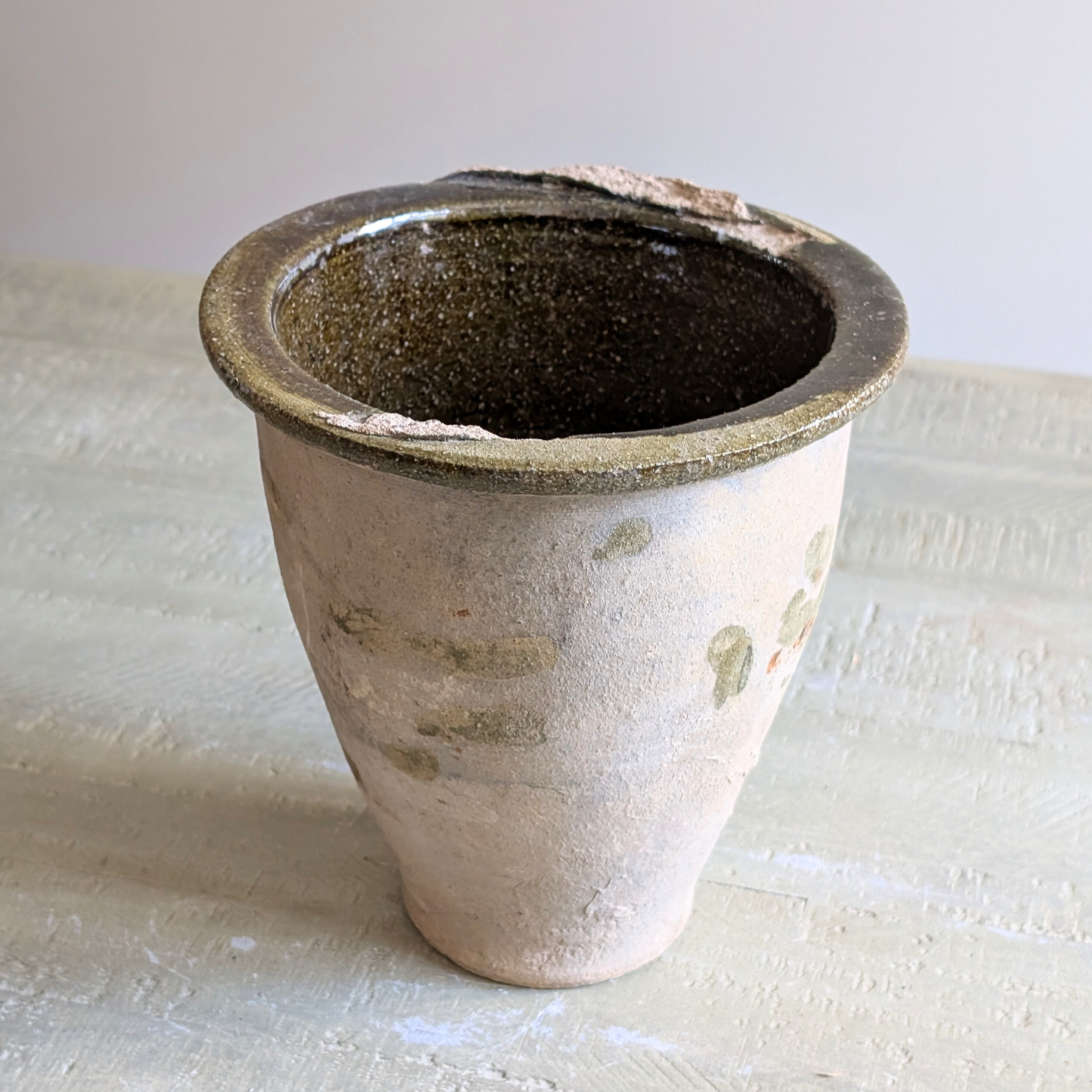 Reverse Glazed Green Terracotta Pot