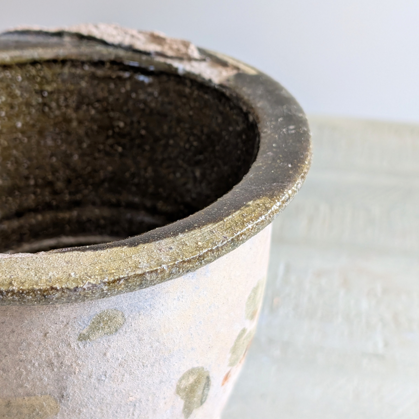 Reverse Glazed Green Terracotta Pot