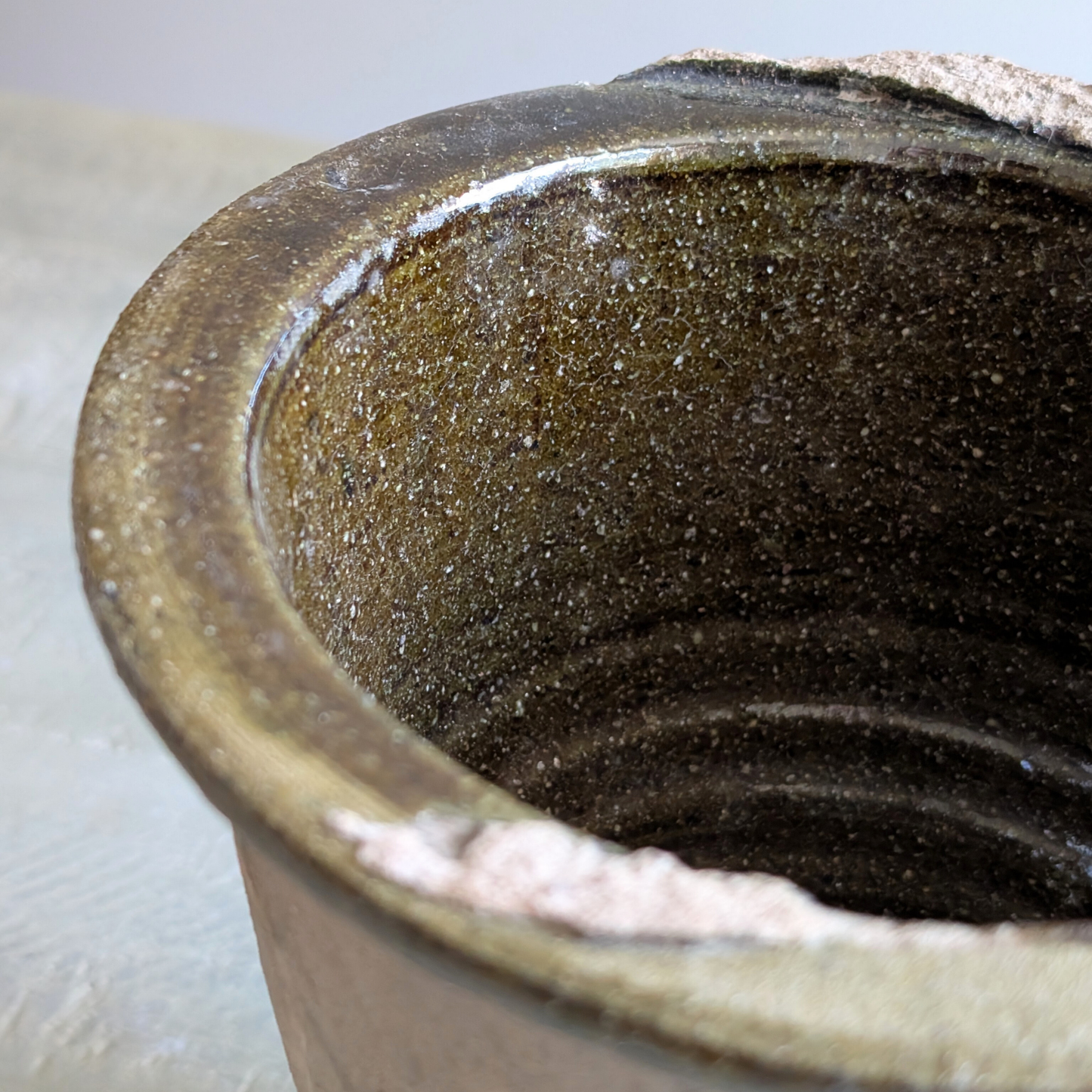 Reverse Glazed Green Terracotta Pot