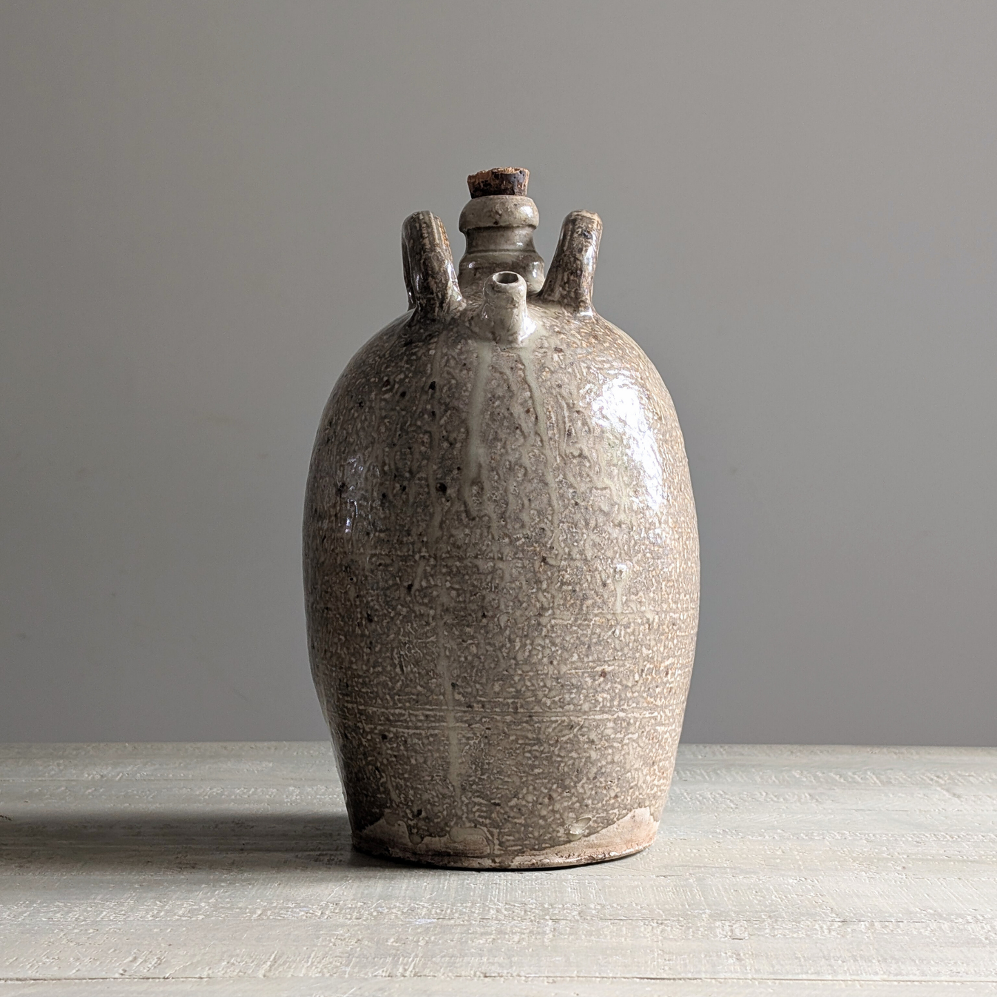 Large Drippy Glaze Oil Jug