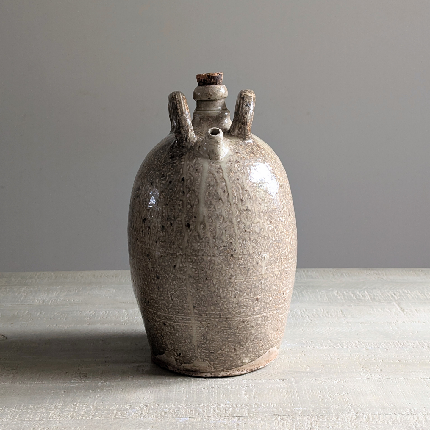 Large Drippy Glaze Oil Jug