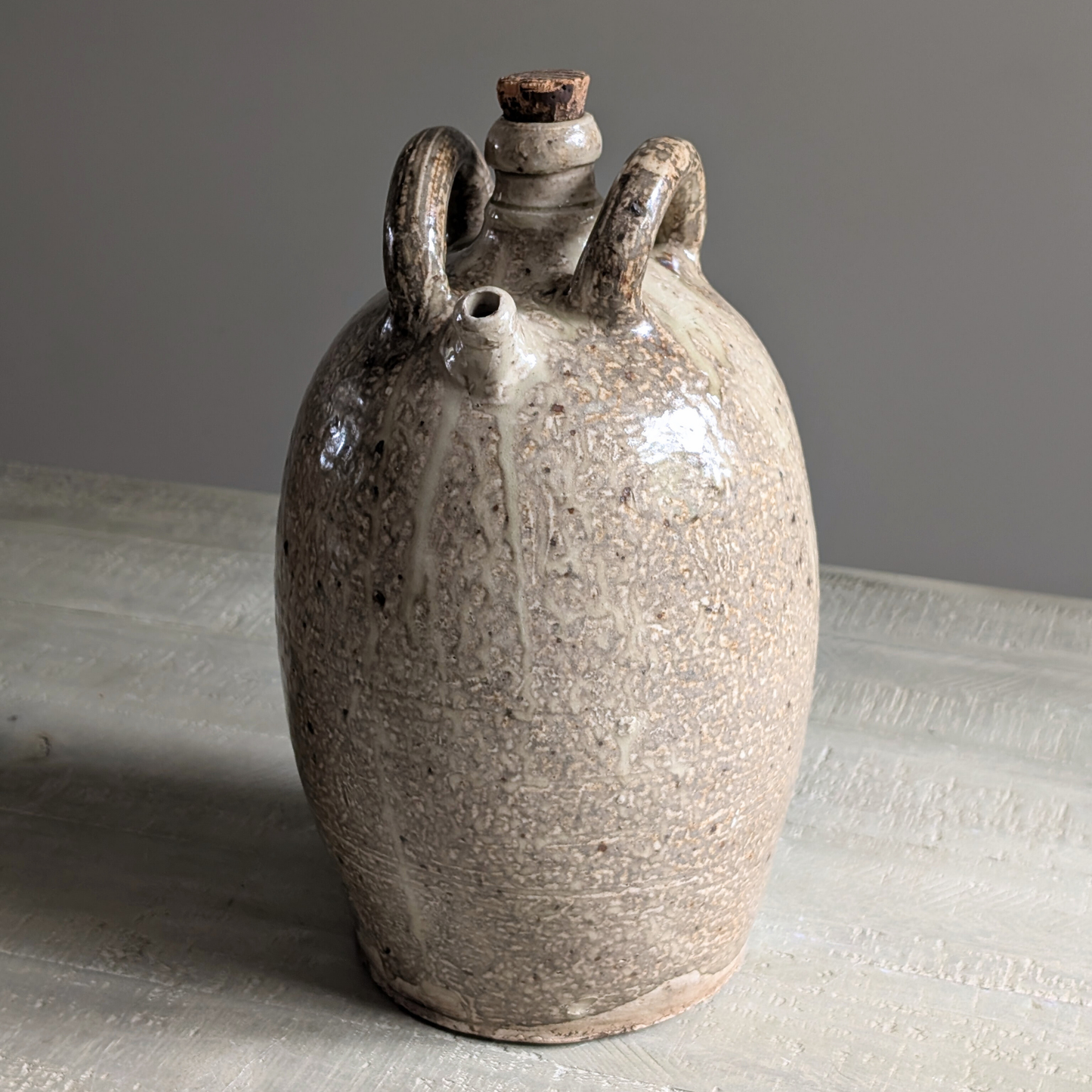 Large Drippy Glaze Oil Jug