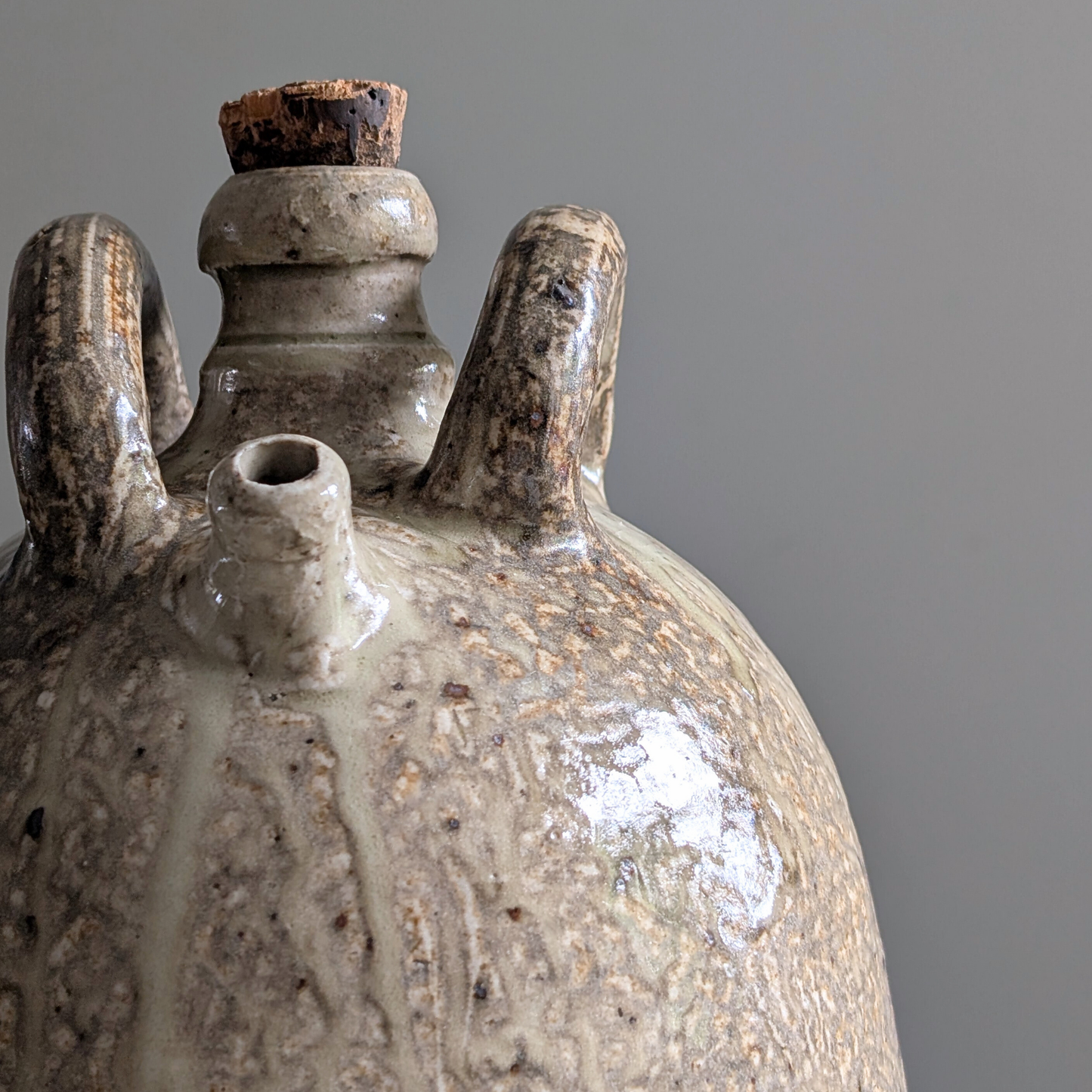 Large Drippy Glaze Oil Jug