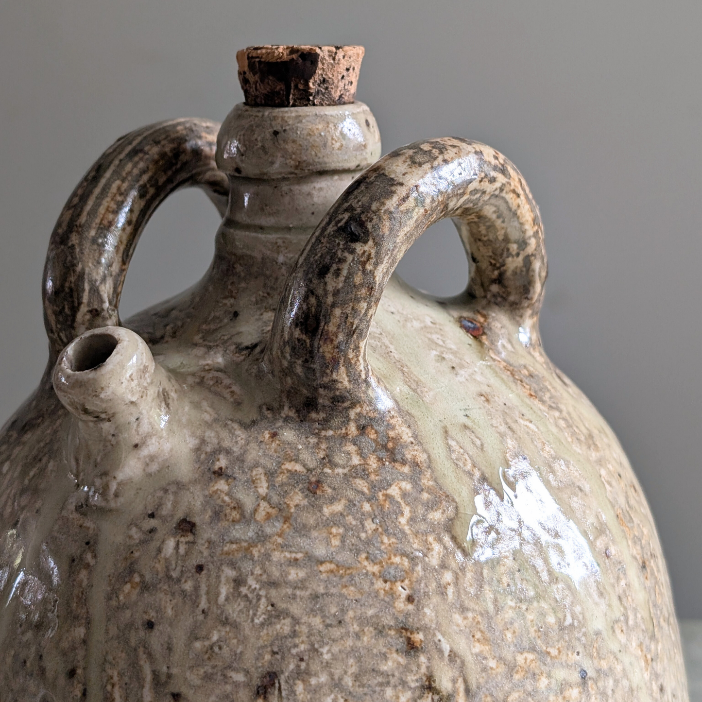 Large Drippy Glaze Oil Jug
