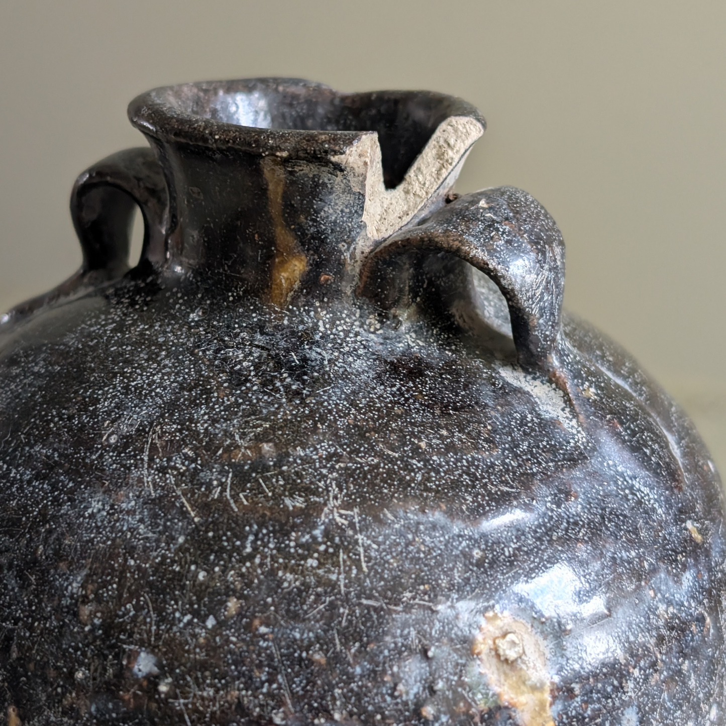 Small Black Chinese Handled Bottle