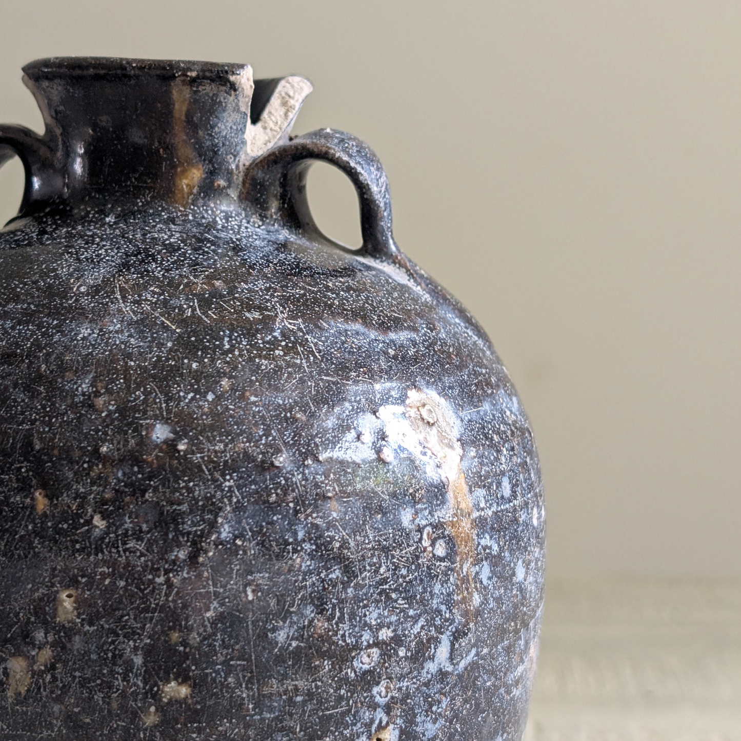 Small Black Chinese Handled Bottle