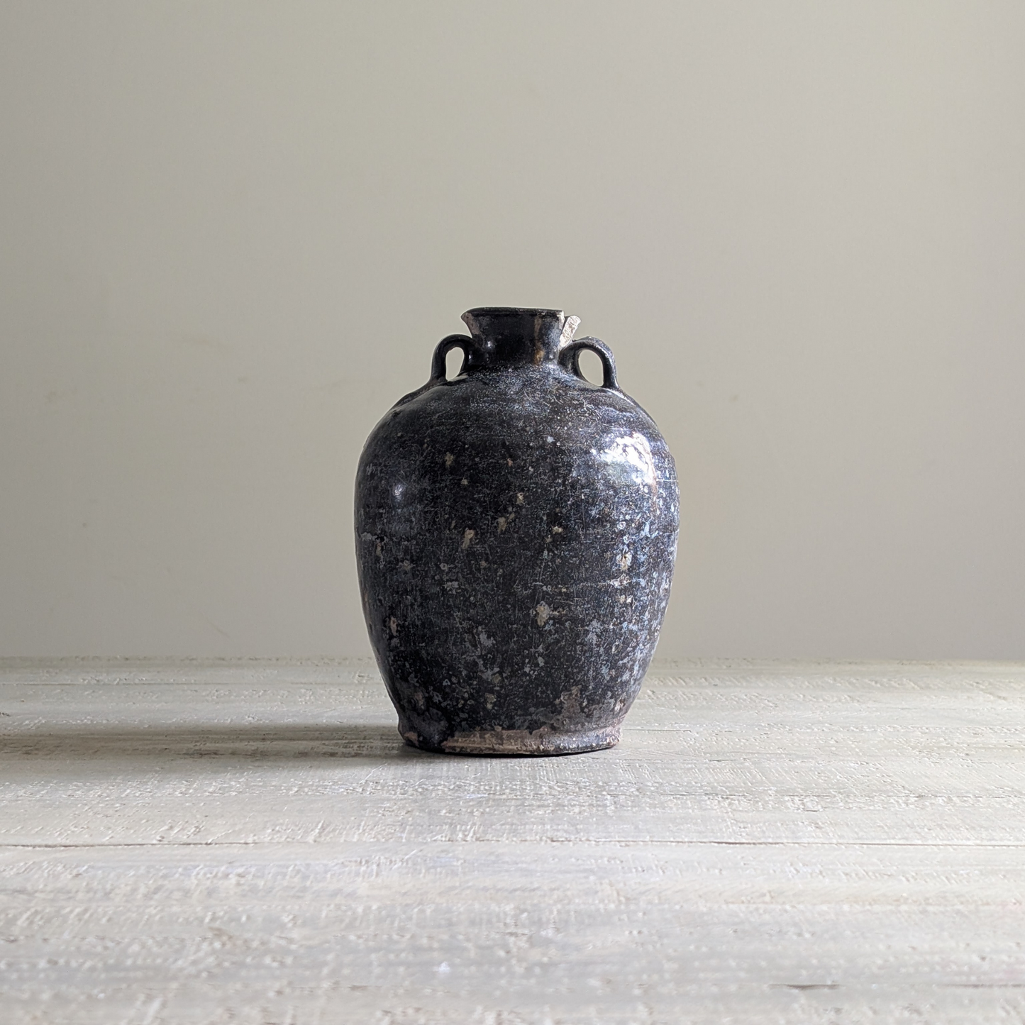 Small Black Chinese Handled Bottle