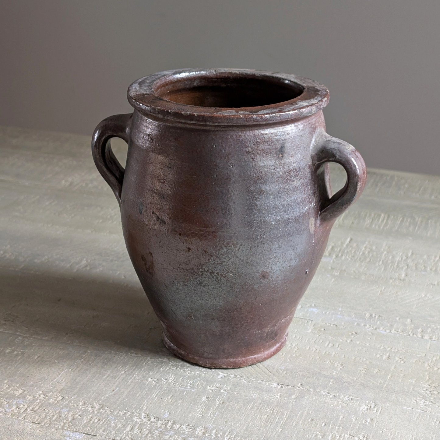 Brown Double Handled Confit Pot