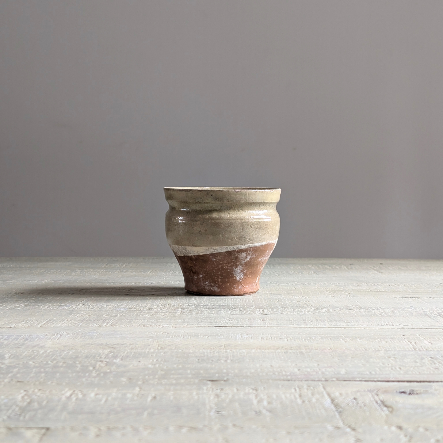 Small Half Glazed Green Pot