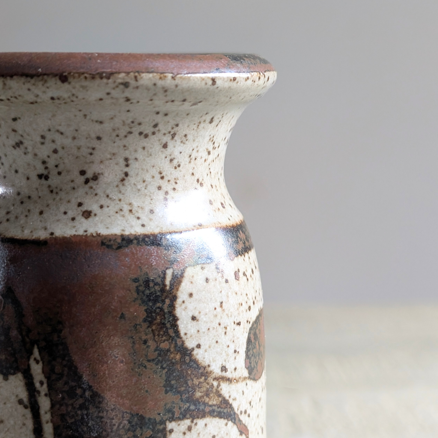 Grey Speckled Studio Pottery Vase