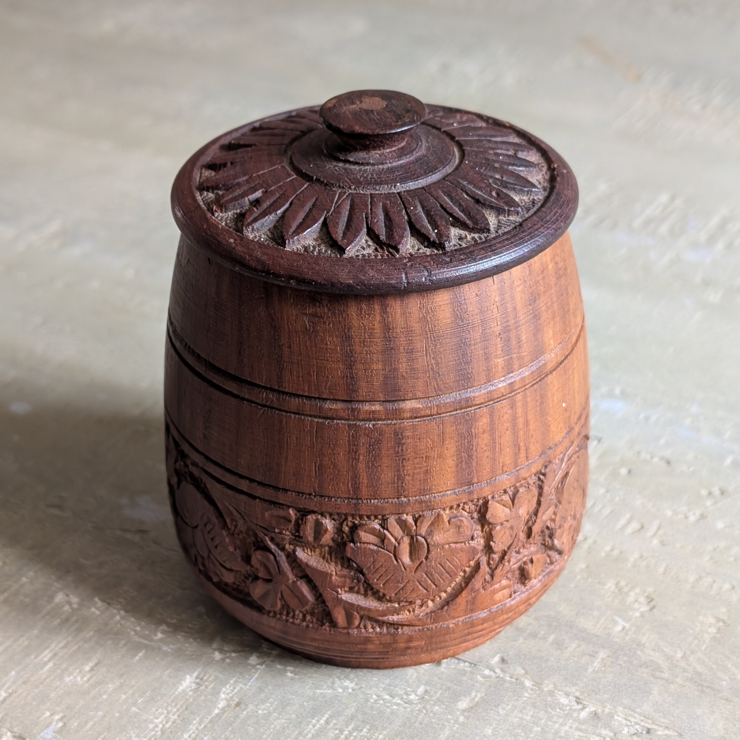 Hand Carved Wooden Trinket Pots