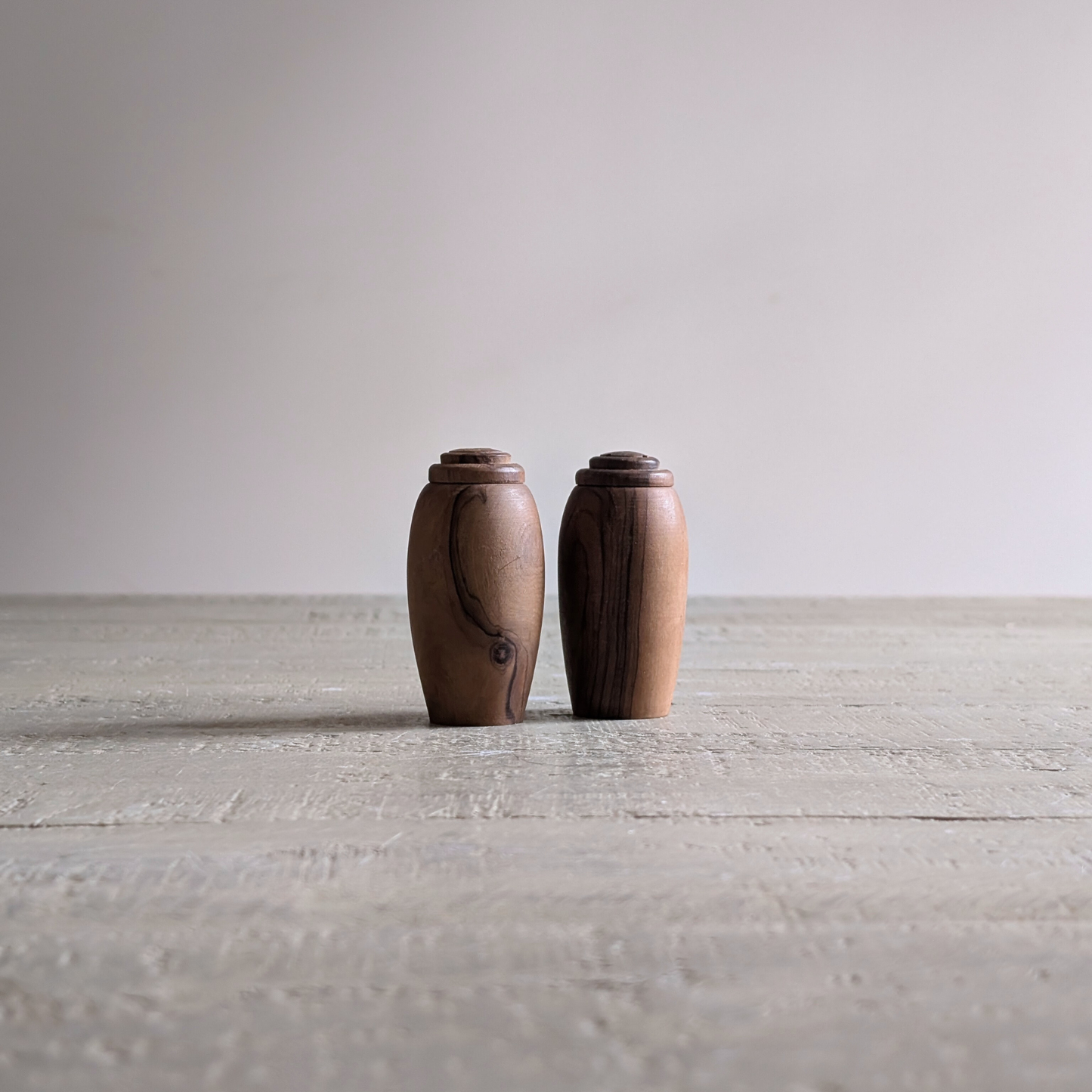 Vintage Wood Salt & Pepper Shakers