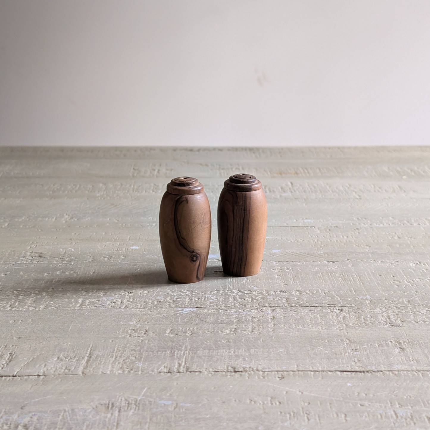 Vintage Wood Salt & Pepper Shakers